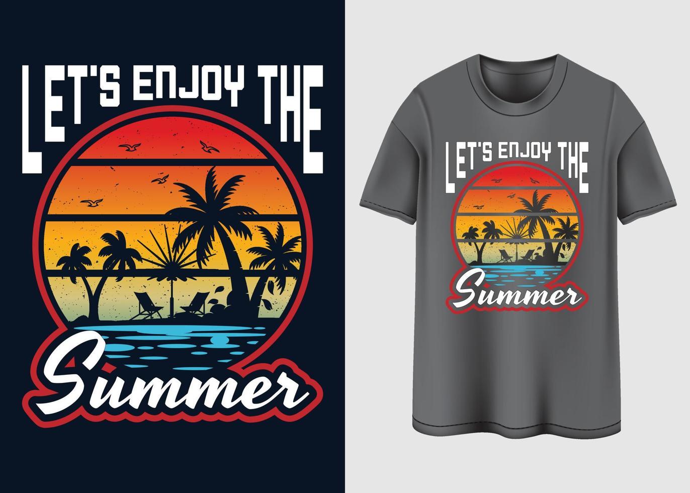 Lassen Sie uns das Sommer-T-Shirt-Design genießen vektor