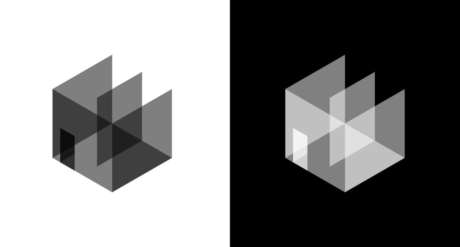 Hausstruktur Logo Hochbau Schwarz-Weiß-Symbol Illustration Stil Overlay-Design-Vorlagen vektor