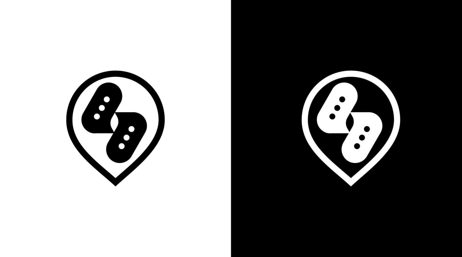 Standort-App-Logo-Monogramm-Blasen-Chat-Schwarz-Weiß-Symbol-Illustrationsstil-Designvorlagen vektor