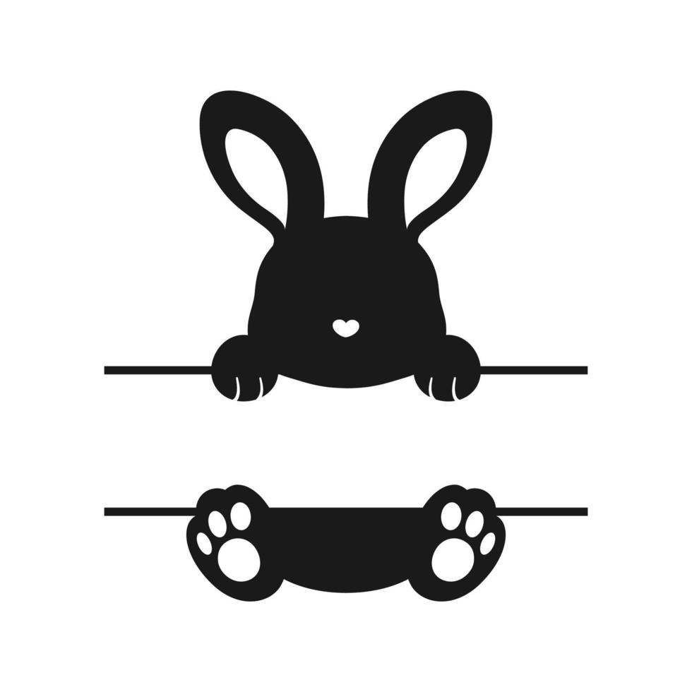 kanin silhuett dela monogram, påsk kanin ClipArt namn märka ikon vektor