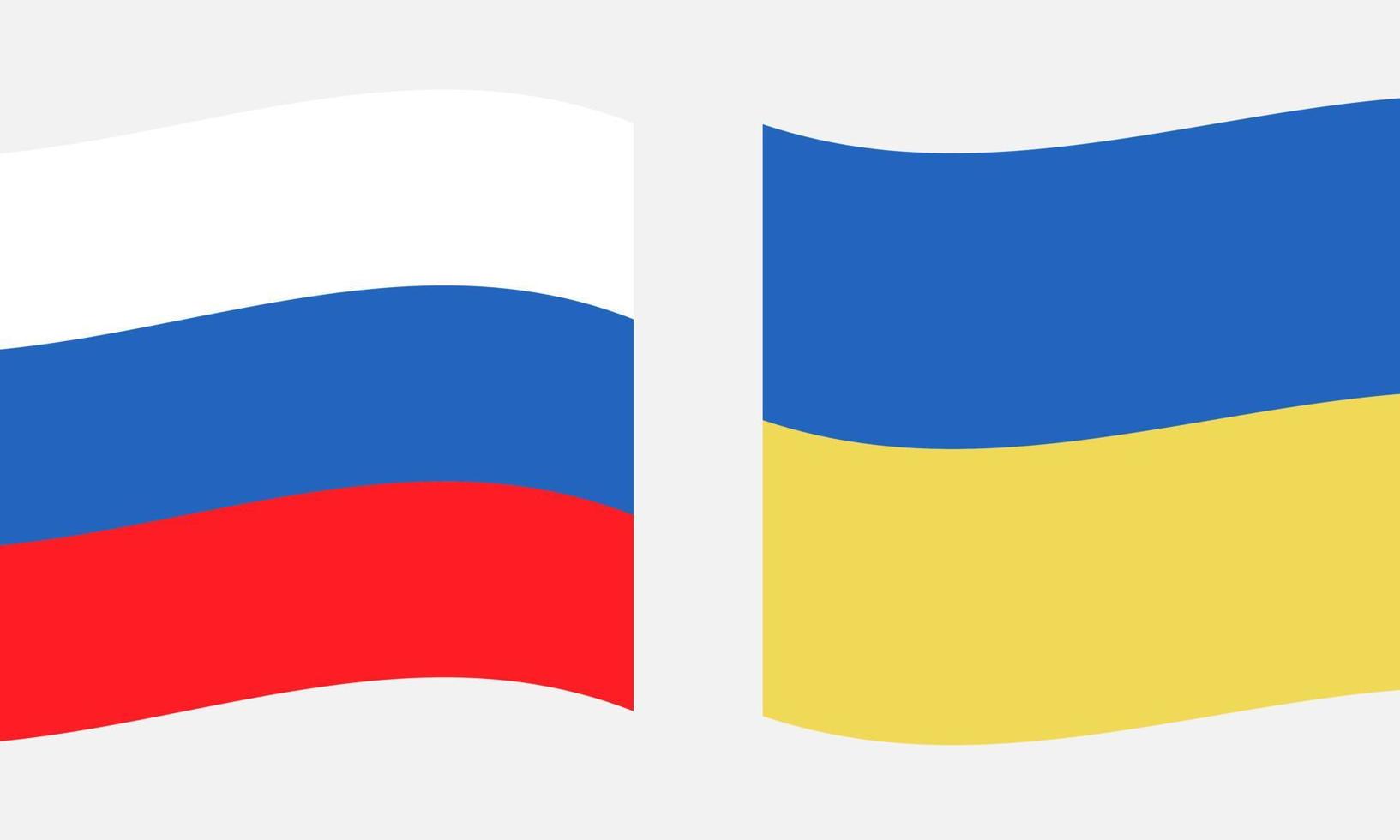 ryska och ukrainska flaggor på en grå bakgrund vektor