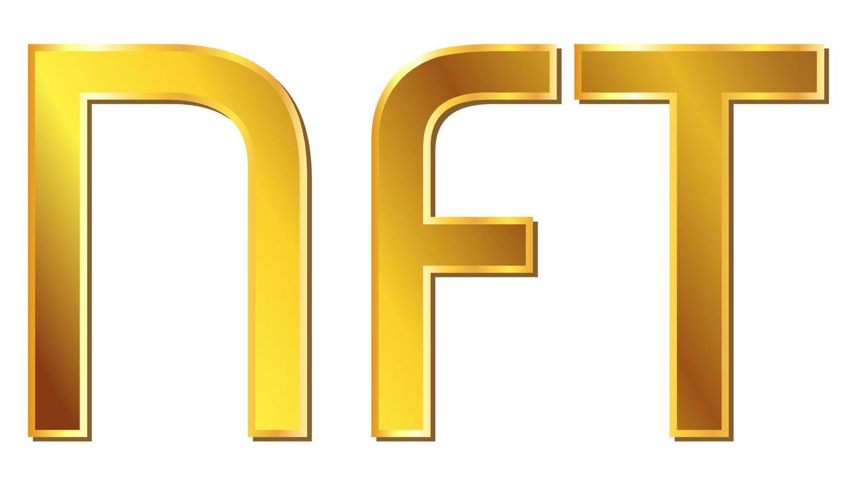 Goldtext nft nicht fungibles Token-Designelement isoliert auf Weiß. Zahlen Sie für einzigartige Sammlerstücke in Spielen oder Kunst. Vektor-Illustration. vektor