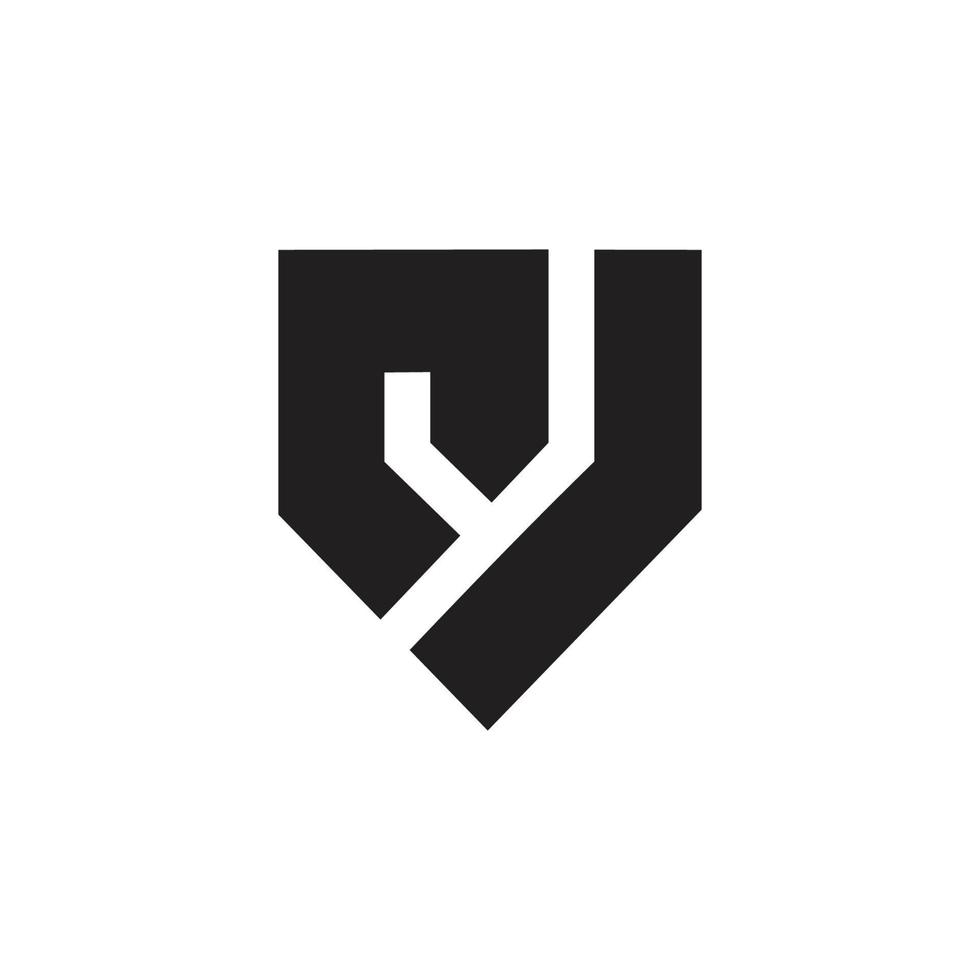 abstrakt brev nj skydda form geometrisk logotyp vektor