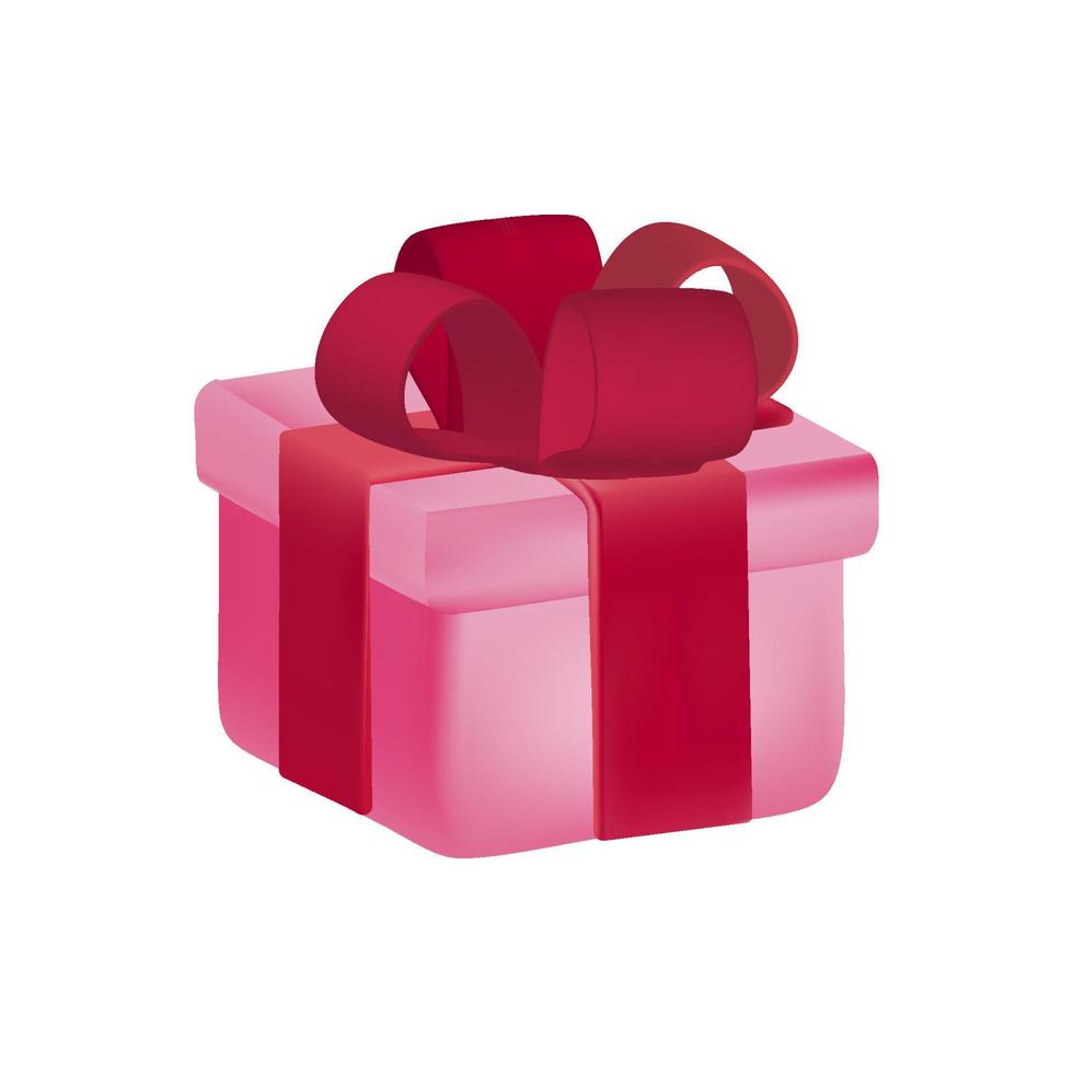 volumetrisches 3D-Geschenk. rosa verpackung. Valentinstag. Geschenkbox. vektor