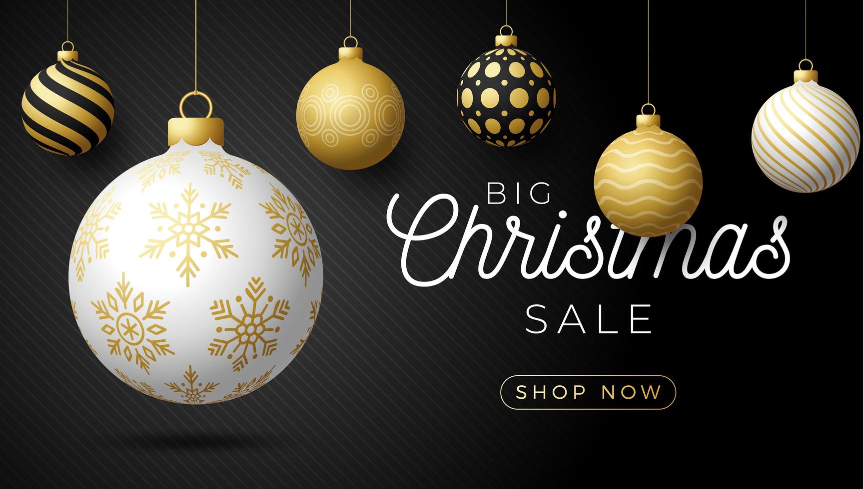 lyx jul försäljning banner med utsmyckade boll ornament vektor