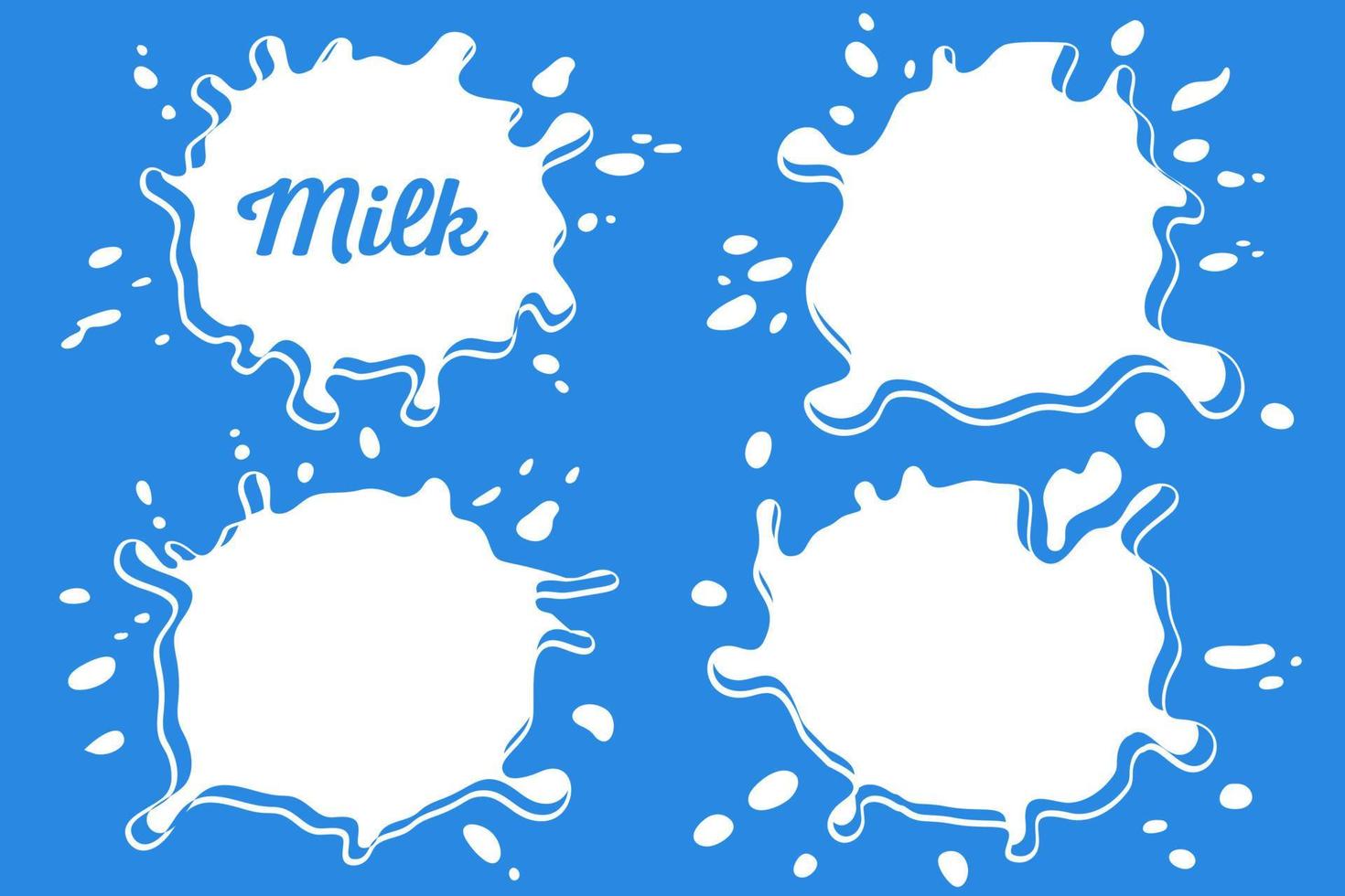 uppsättning stänk av mjölk. stänk. platt stil. vit. ko mjölk. för använda sig av i din mönster. vektor