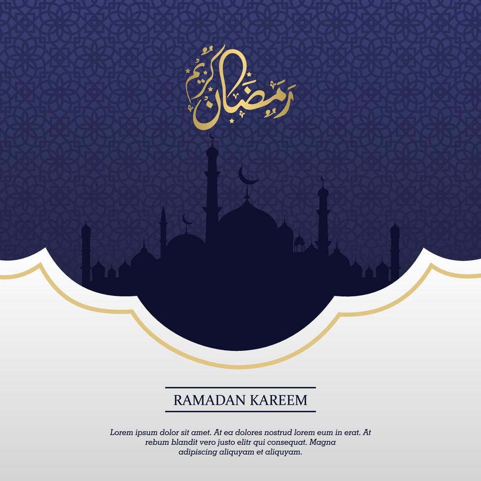 islamischer gruß ramadan kareem karte quadratischer hintergrund blau farbdesign für islamische party vektor