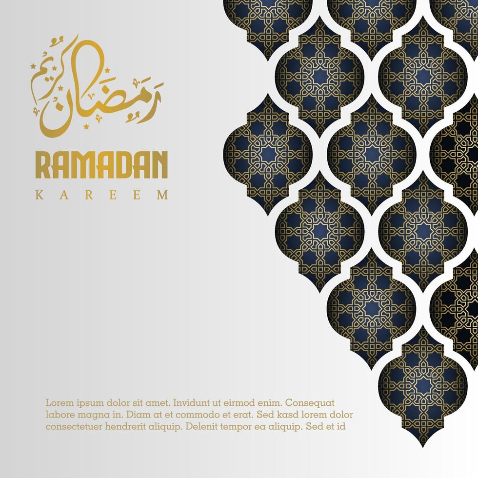 islamic hälsning ramadan kareem kort fyrkant bakgrund vit guld Färg design för islamic fest vektor