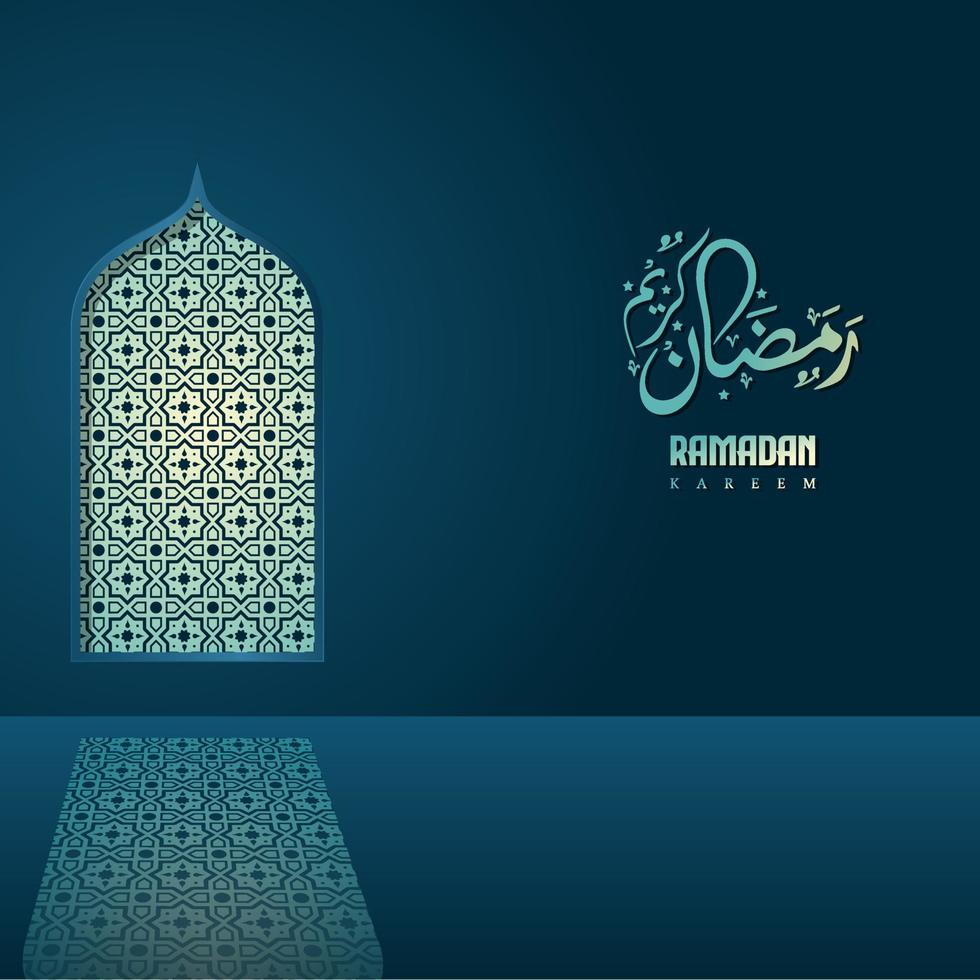 islamischer gruß ramadan kareem karte quadratischer hintergrund blau farbdesign für islamische party vektor