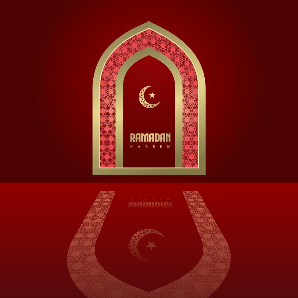 islamischer gruß ramadan kareem karte quadratischer hintergrund rotgold farbdesign für islamische party vektor