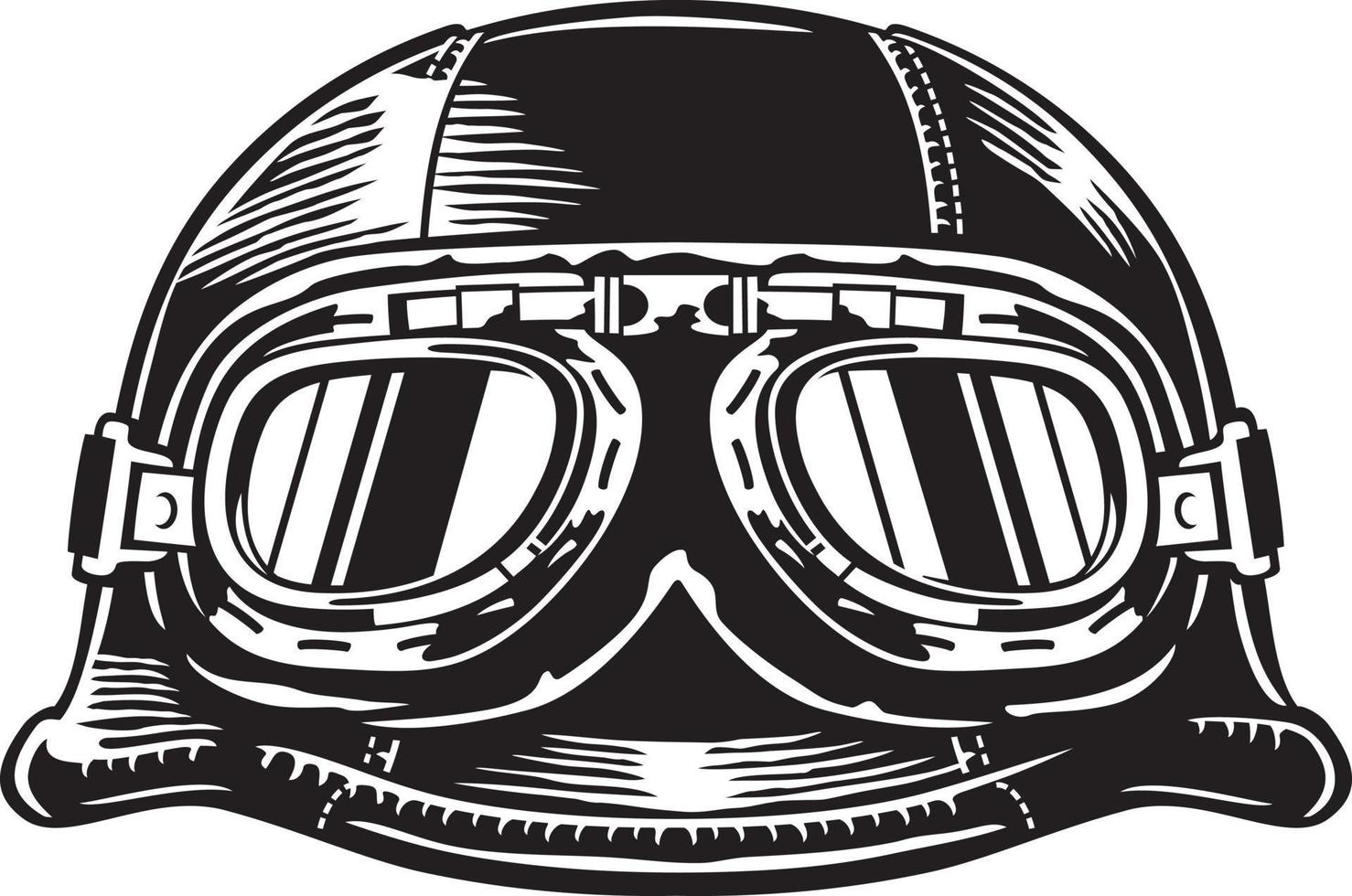 Motorradhelm mit Brille. Motorrad-Vintage-Ikone. Retro-Design im alten Stil. Vektor-Illustration. vektor