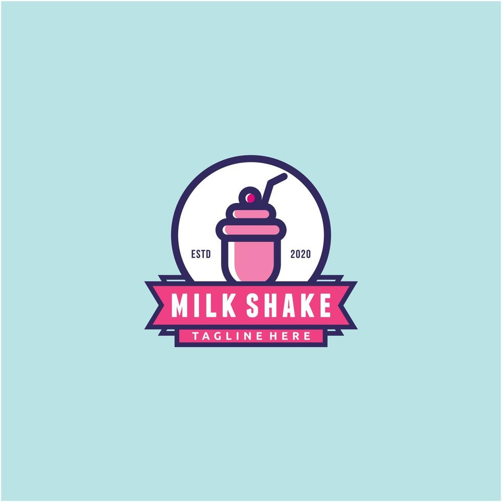 Milchshake-Logo-Design. Emblem für süße Getränke. leckeres Milchshake-Vektorsymbol. vektor