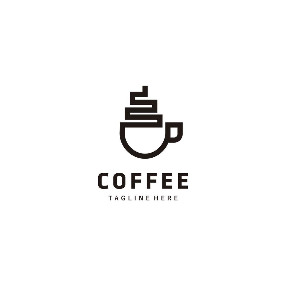 Kaffeetasse Bohne Linie Kunst-Logo-Design-Vektor-Illustration vektor