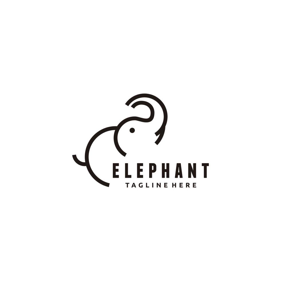 elefant linje konst minimalistisk logotyp ikon mönster vektor