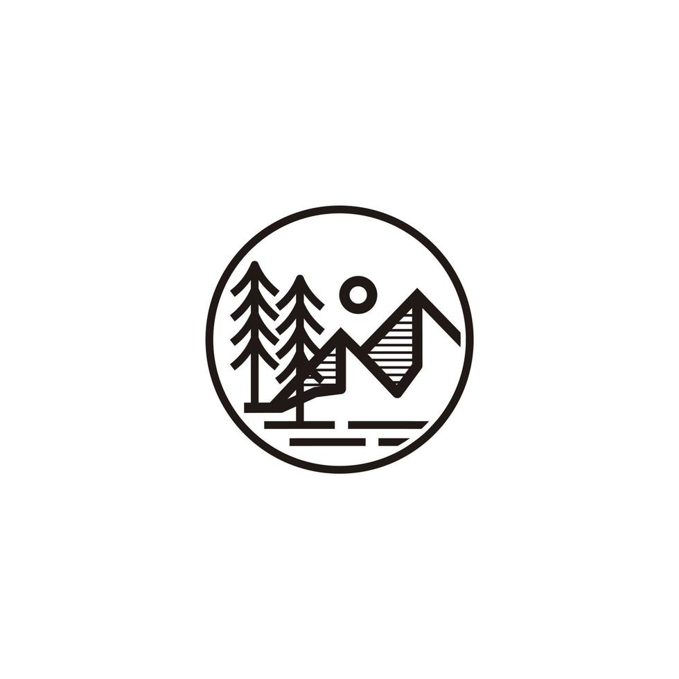 kiefer, immergrün, tanne, hemlocktanne, fichte, nadelbaum, zeder, nadelholz, zypresse, lärche, bergpinusbaumwald vintage retro hipster line art logo design vektor