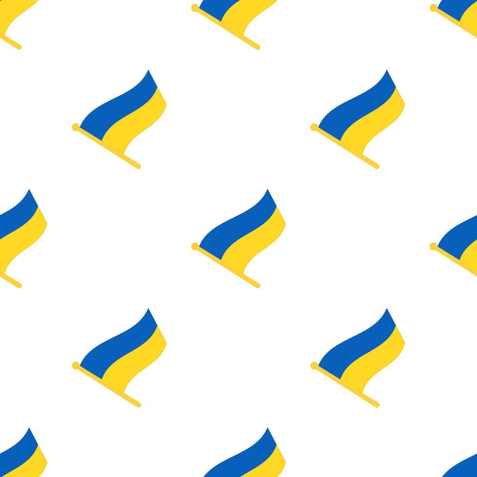 Nahtloses Muster mit Flaggen der Ukraine auf Fahnenmast auf weißem Hintergrund vektor
