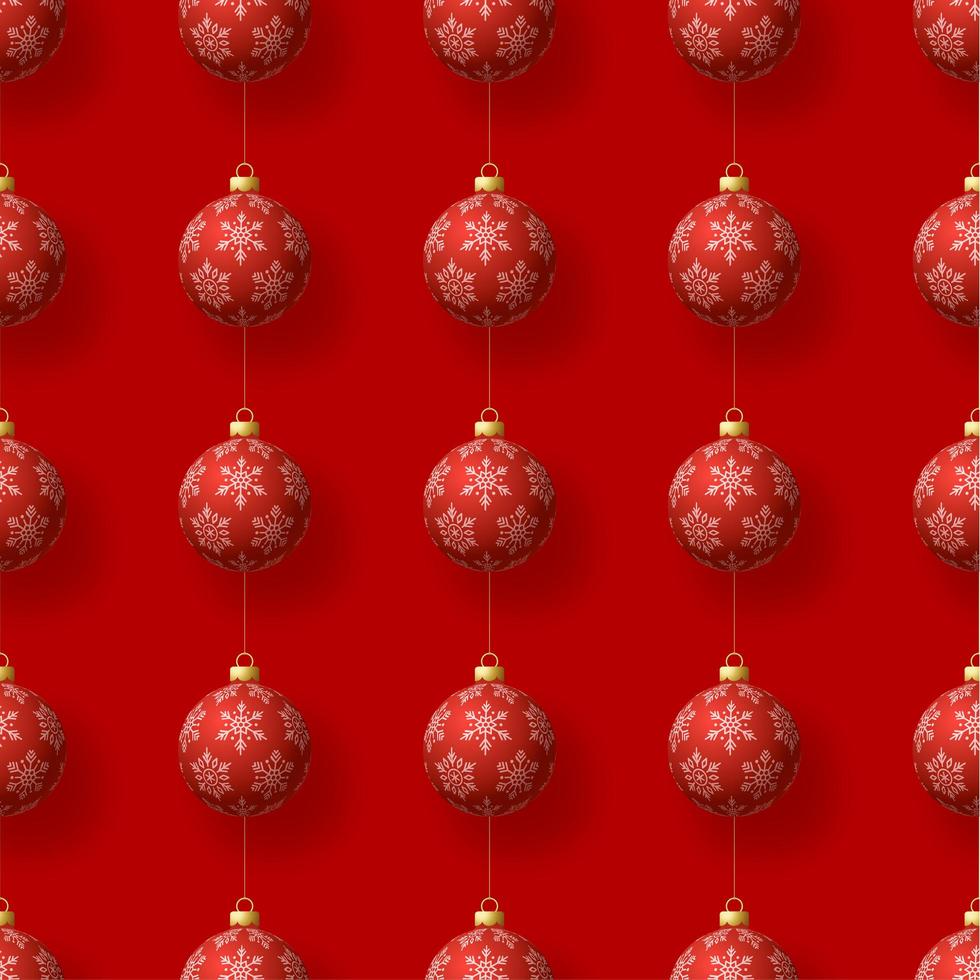 nahtloses Muster der hängenden roten Schneeflockenverzierungen der Weihnachten vektor