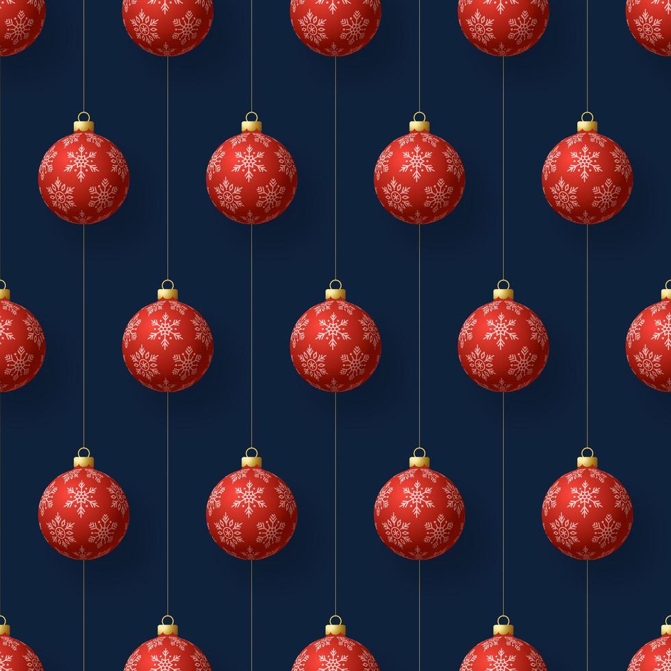 nahtloses Muster der hängenden roten Schneeflockenverzierungen der Weihnachten vektor