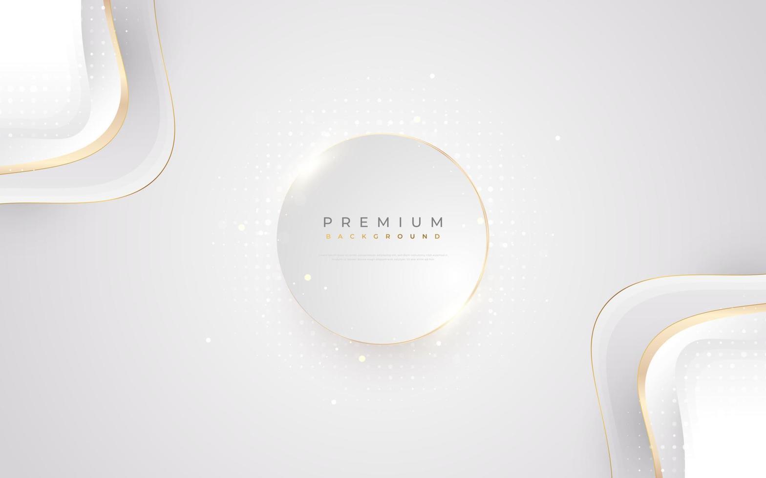 lyxig vit och guld bakgrund med gyllene linjer och papperssnitt stil. premium grå och guld bakgrund för pris, nominering, ceremoni, formell inbjudan eller certifikatdesign vektor