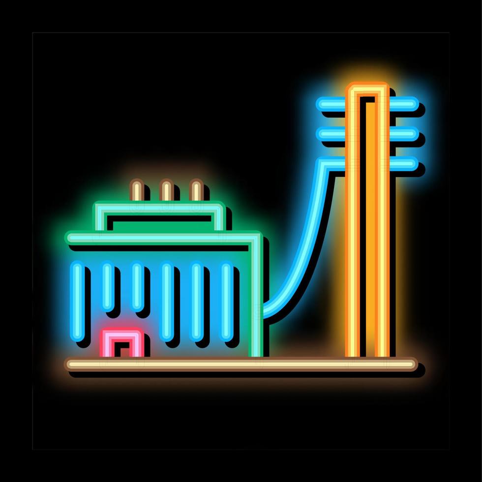 gebäude angeschlossener strompfosten neonglühen symbol illustration vektor