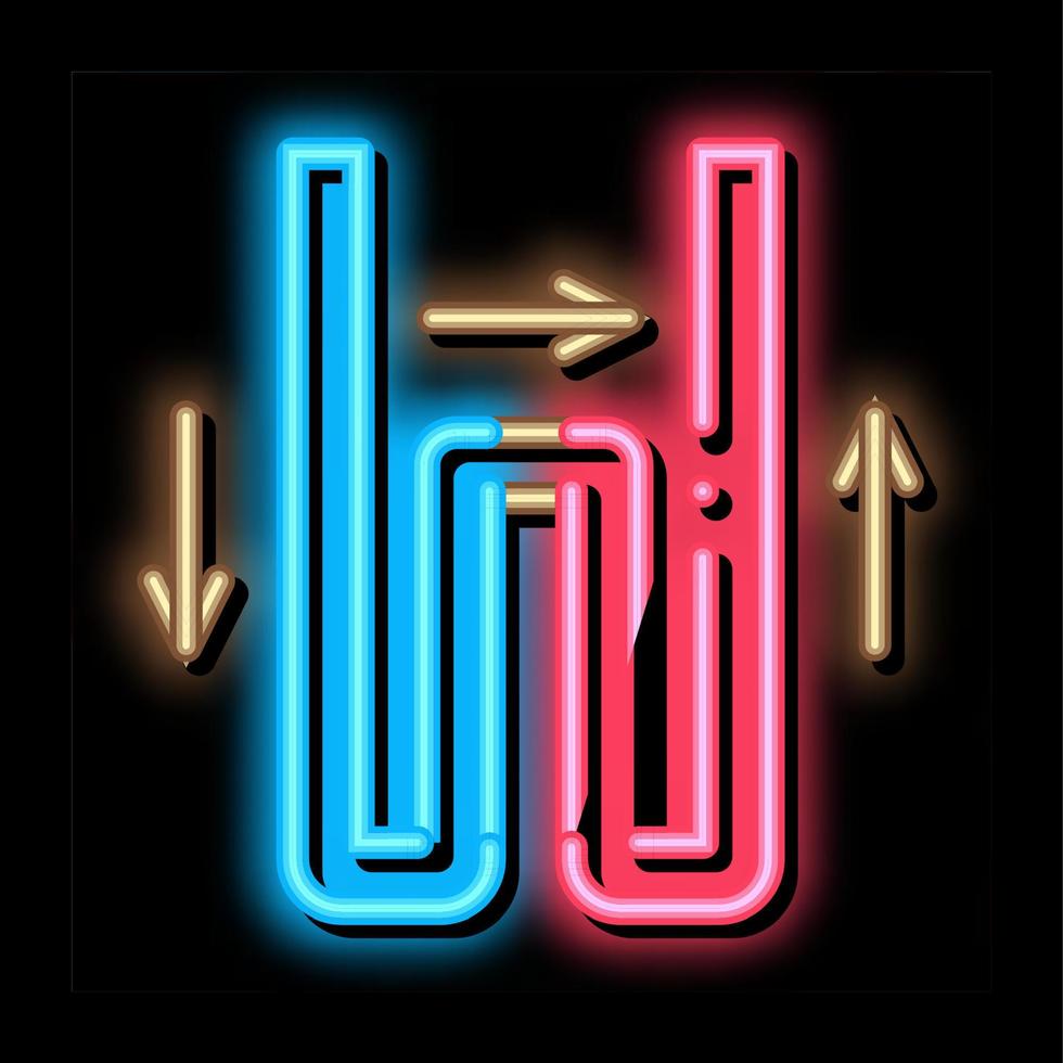 geothermische röhrenheizungsausrüstung neonglühen symbol illustration vektor