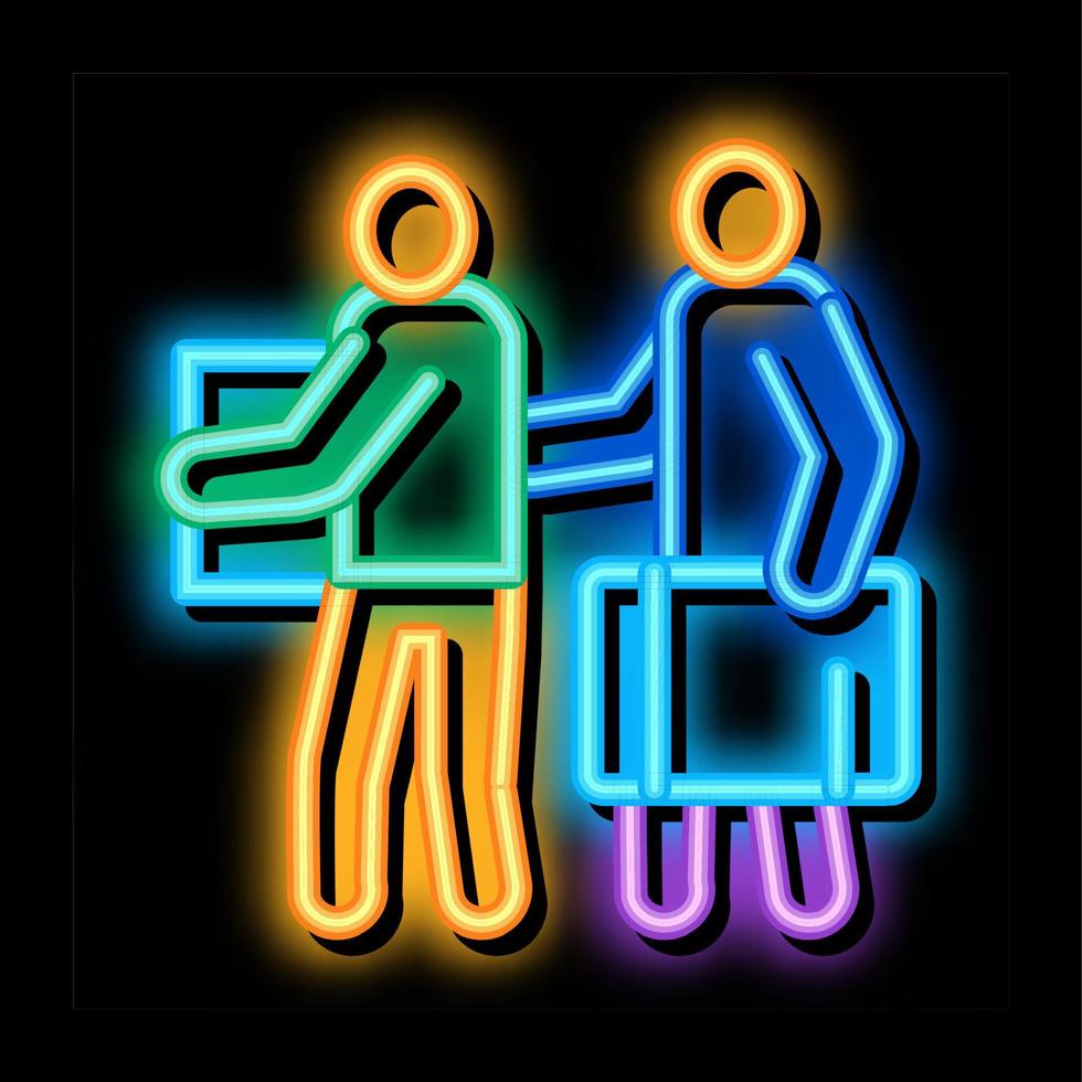 menschen mit gepäck neonglühen symbol illustration vektor