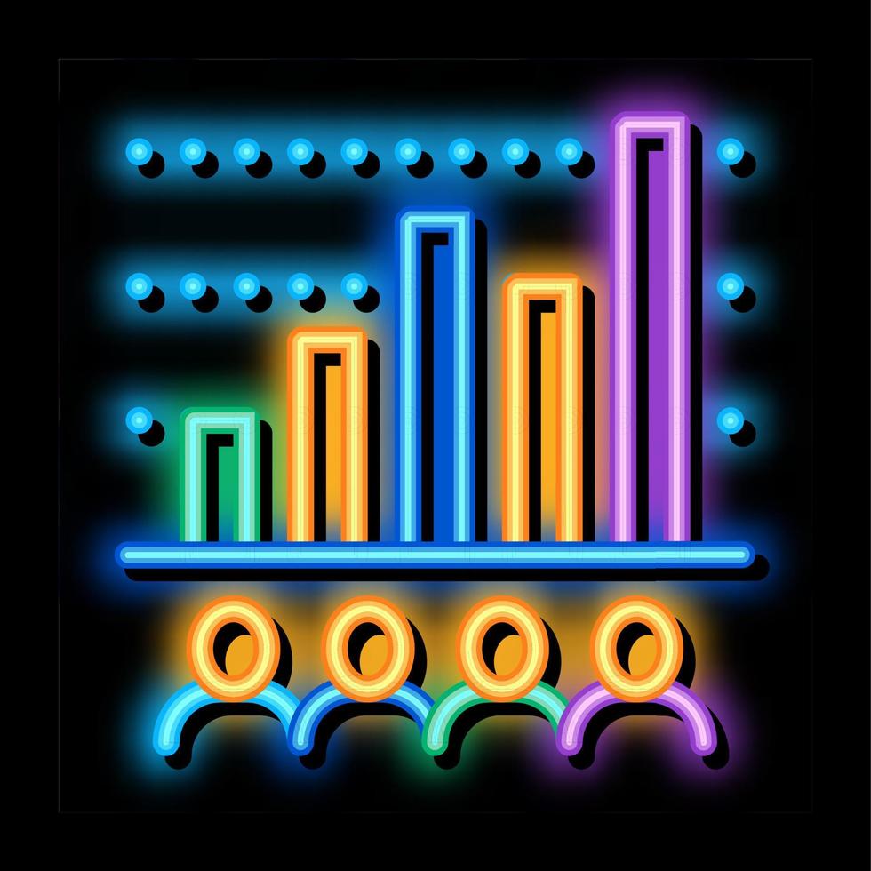 touristische balkendiagramm-neonglühen-symbolillustration vektor