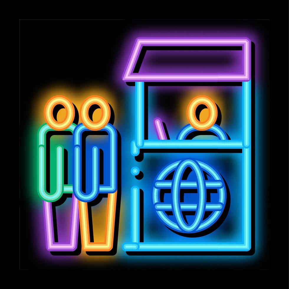 leute auf kontrollkontrolle neonglühen symbol illustration vektor