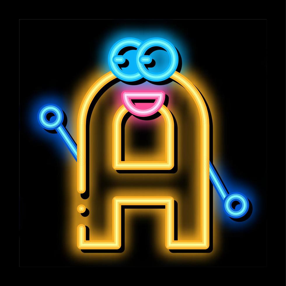 alfabet leksak neon glöd ikon illustration vektor