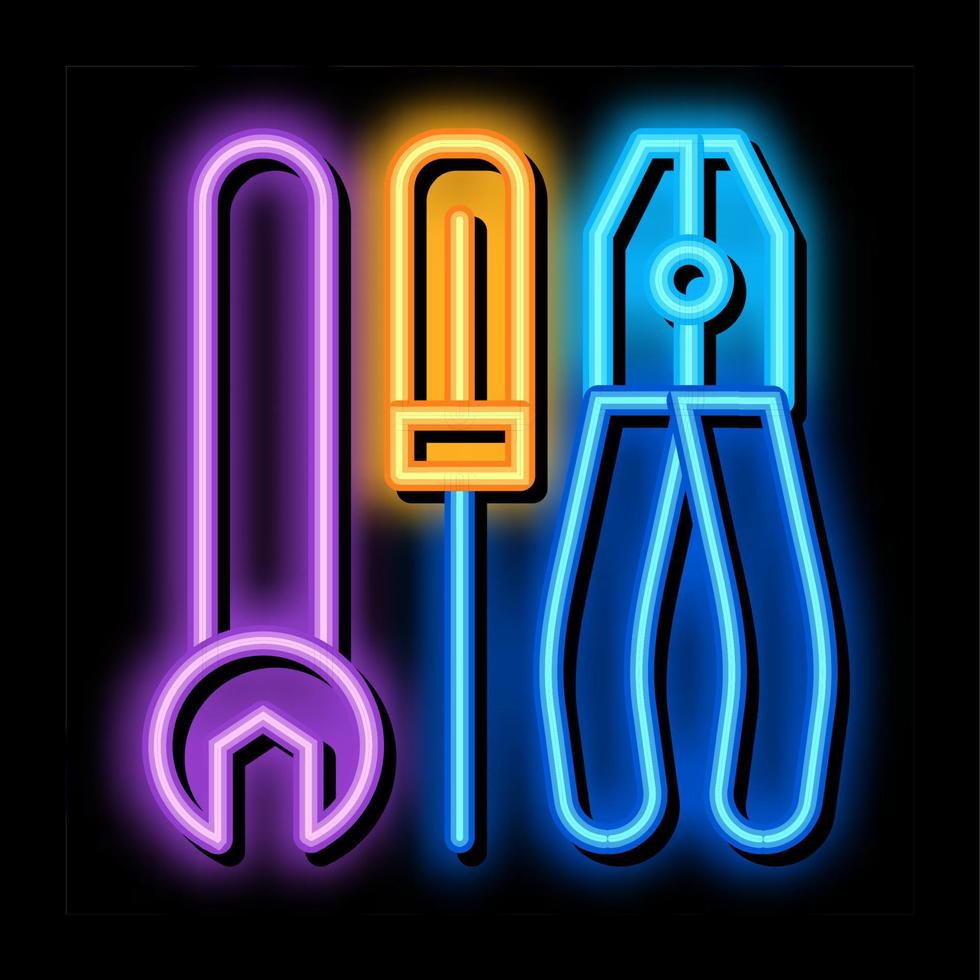 reparera verktyg neon glöd ikon illustration vektor