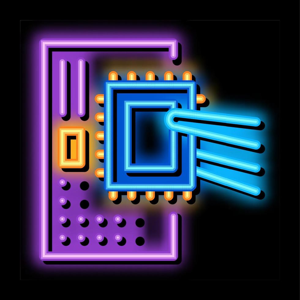 radio-mikrochip-neonglühen-symbolillustration vektor