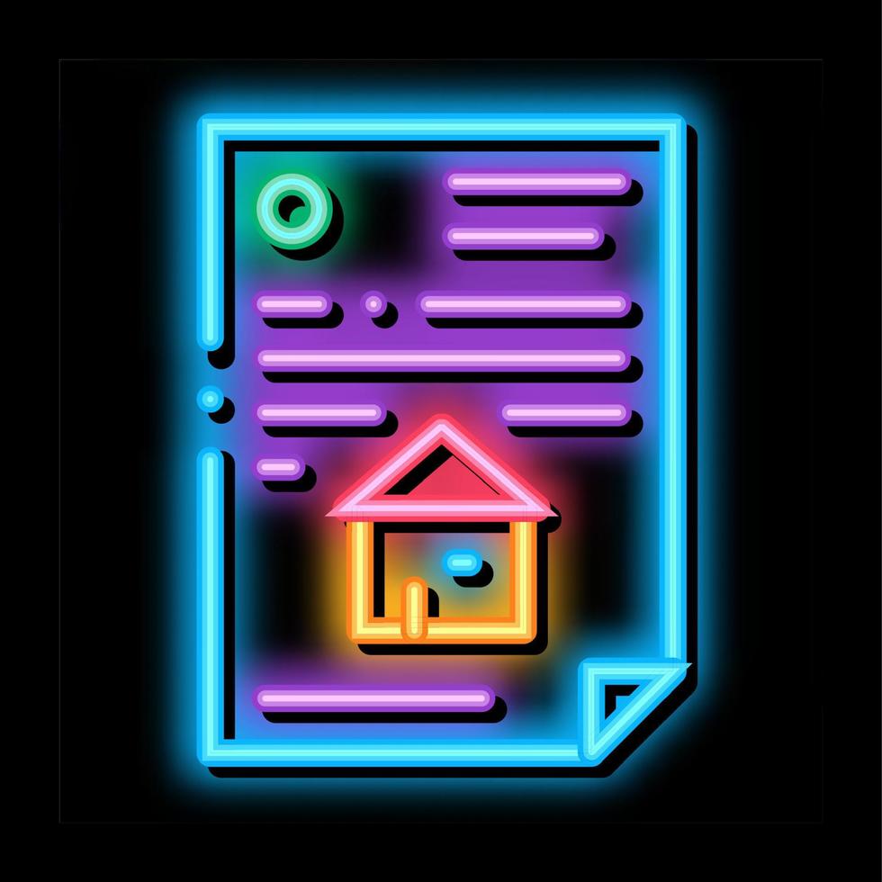 hausdokument neonglühen symbol illustration vektor