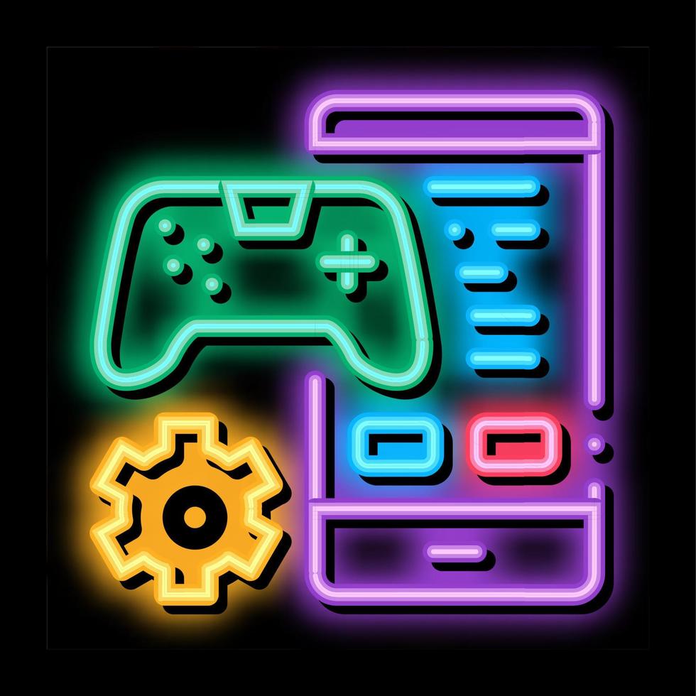 telefon spel app neon glöd ikon illustration vektor
