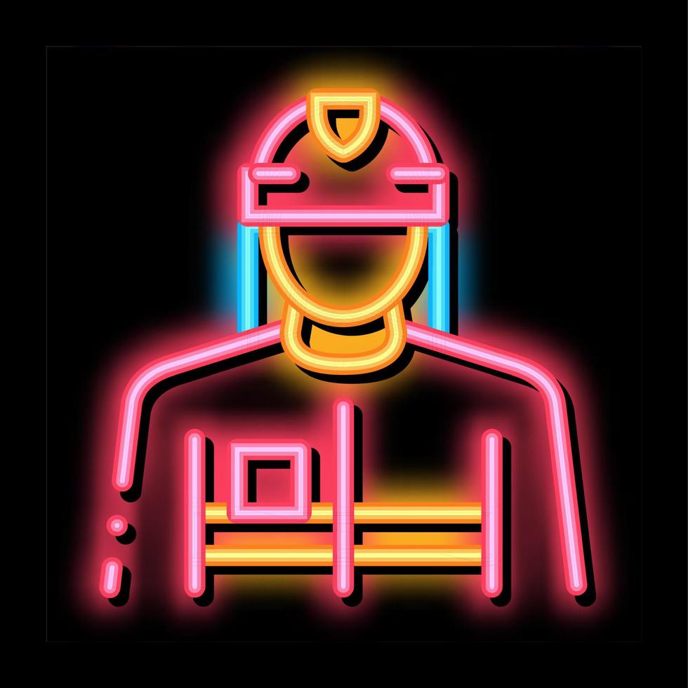 brandman yrke neon glöd ikon illustration vektor