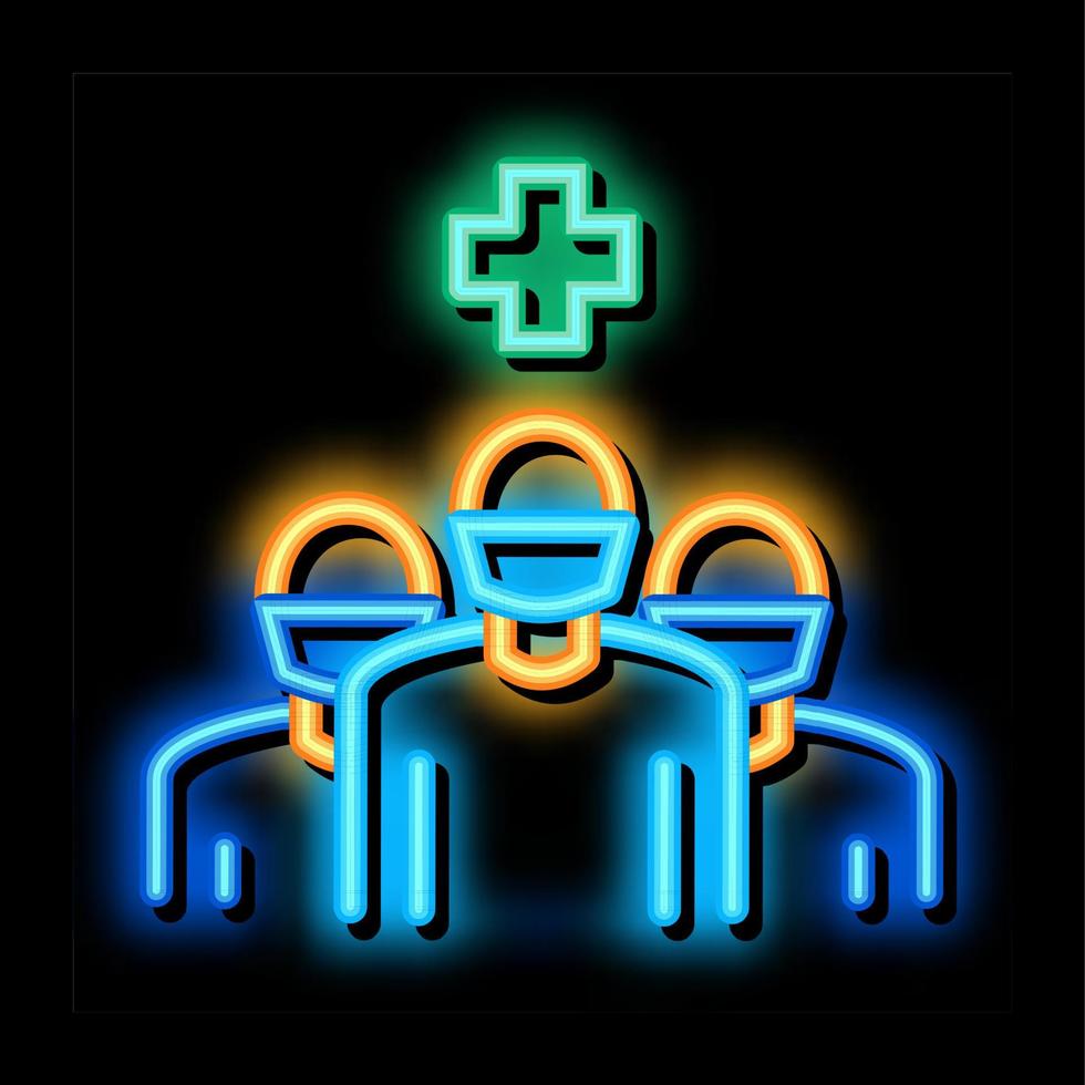 chirurgen und krankenschwestern neonglühen symbol illustration vektor