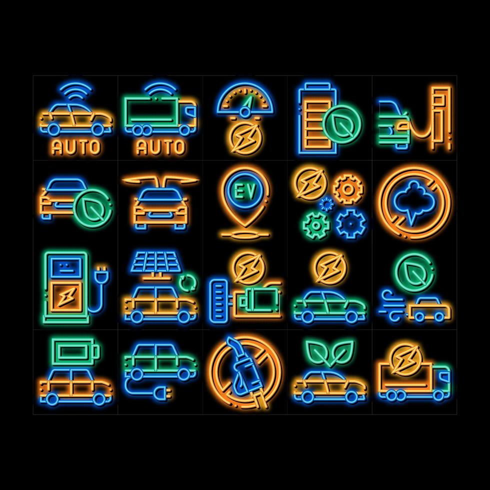 elektroauto transport neonglühen symbol illustration vektor