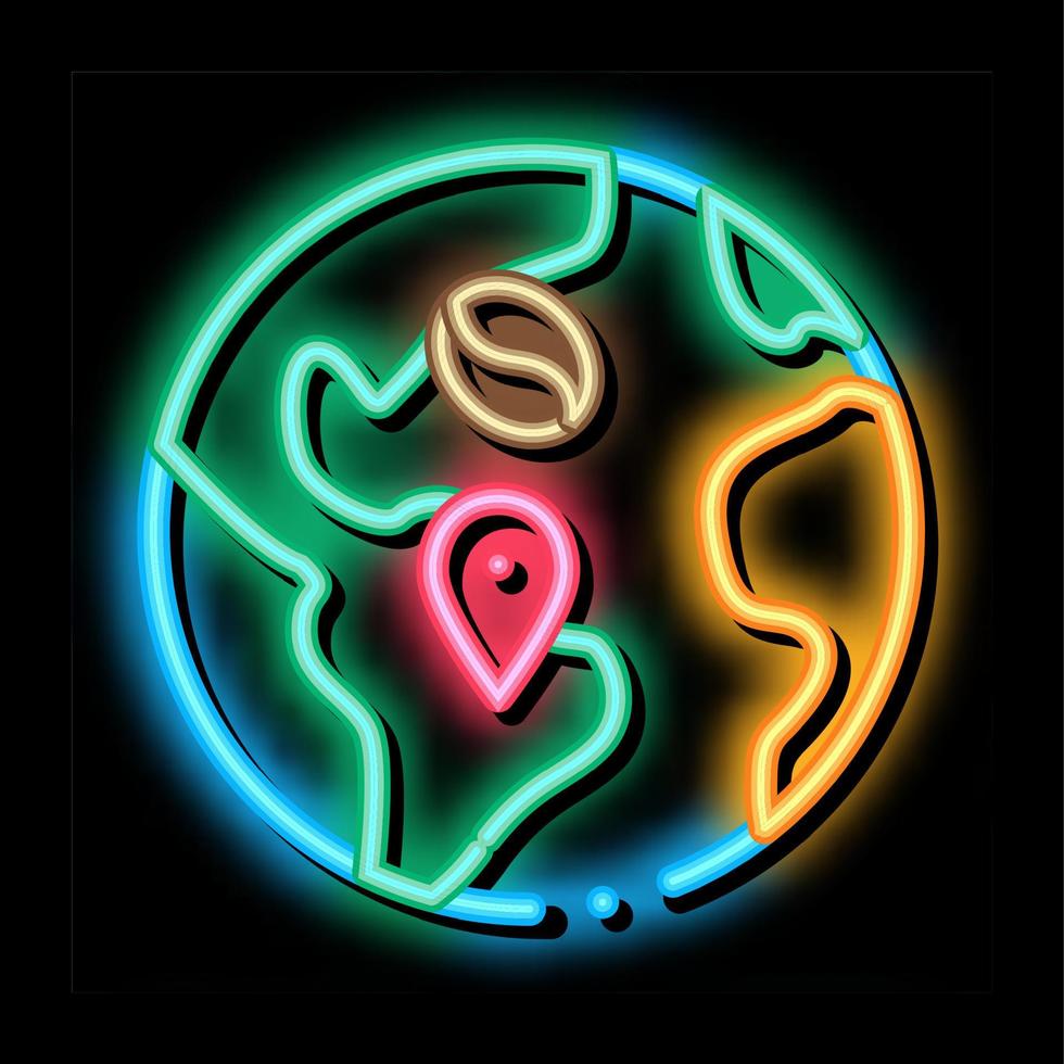 kaffe produktion plats neon glöd ikon illustration vektor
