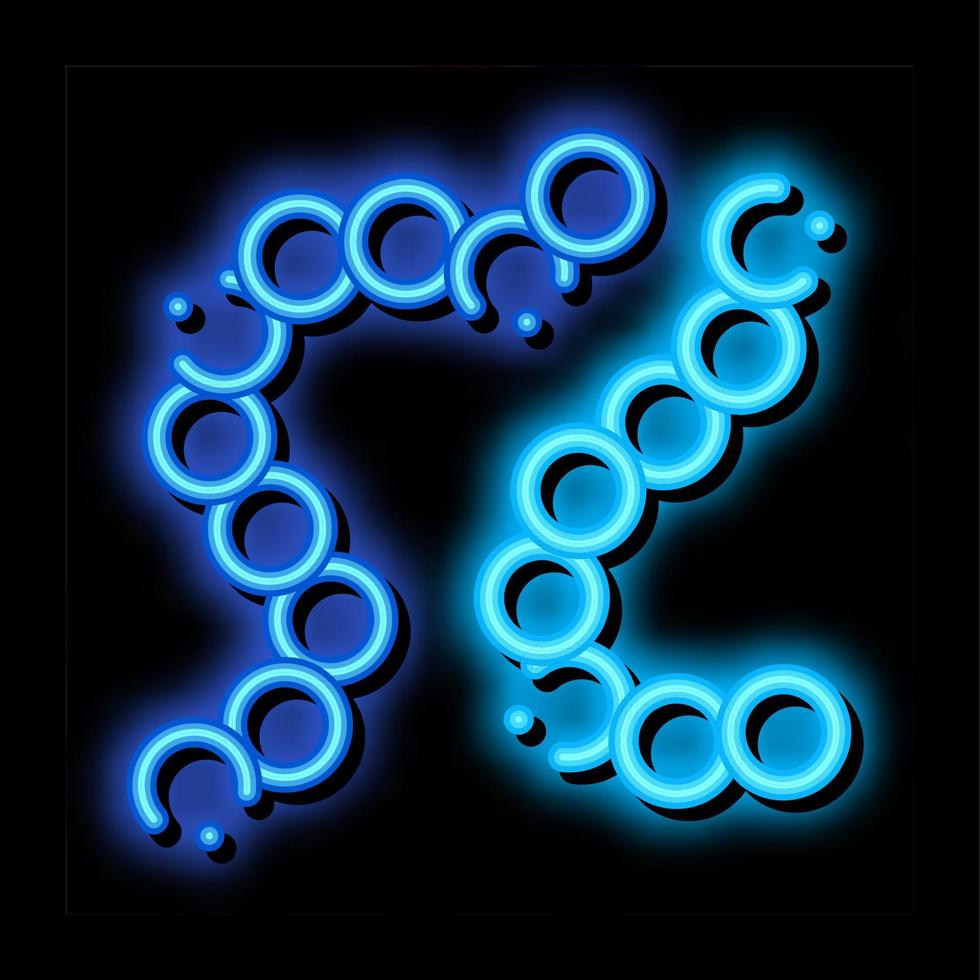 biologi element bakterie neon glöd ikon illustration vektor