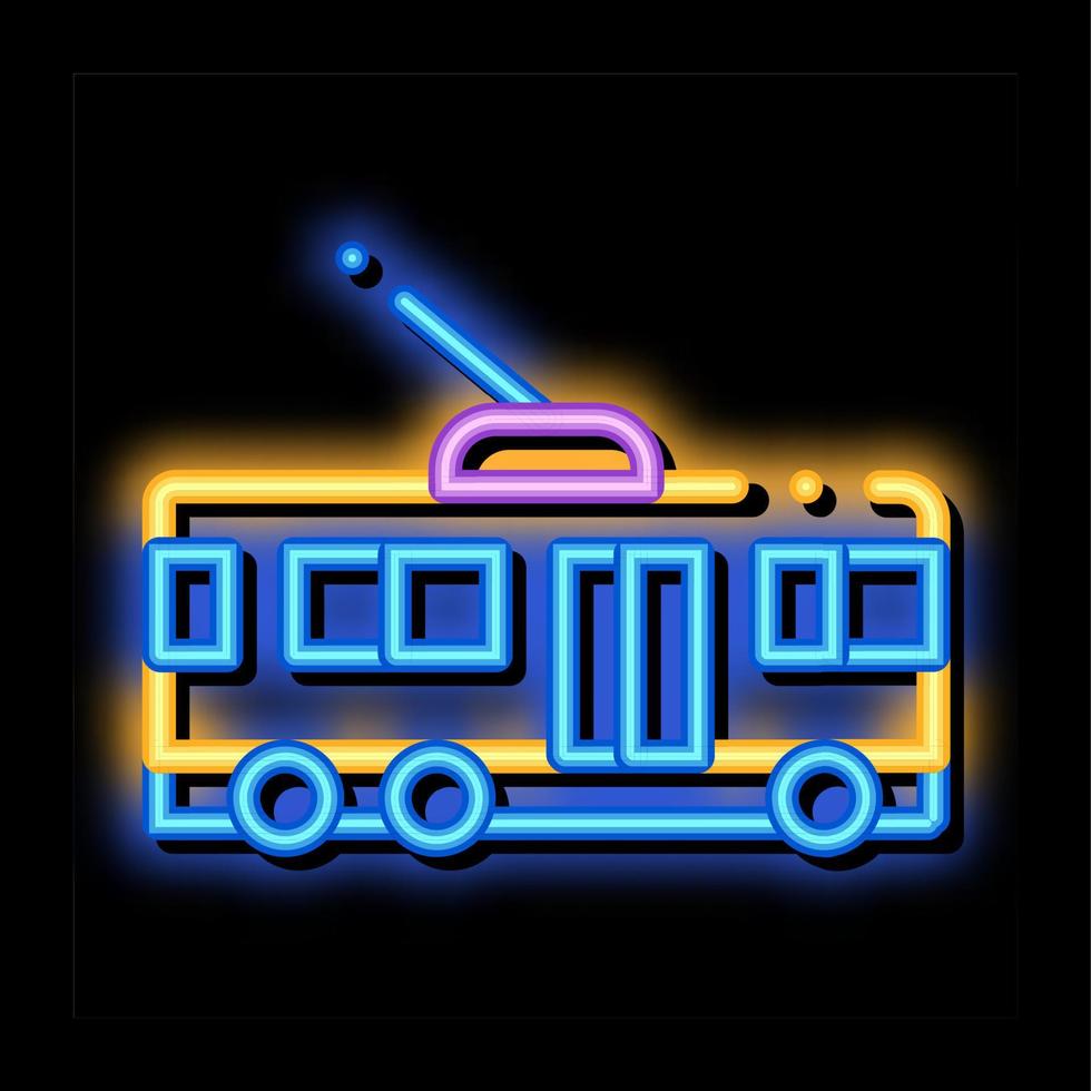 offentlig transport vagn buss neon glöd ikon illustration vektor