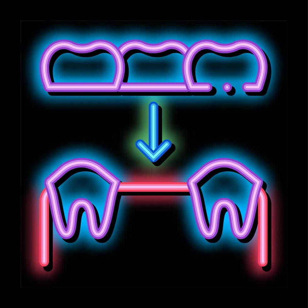 dental protes stomatologi neon glöd ikon illustration vektor