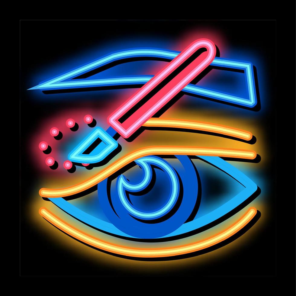 ögonlock kirurgi snitt neon glöd ikon illustration vektor