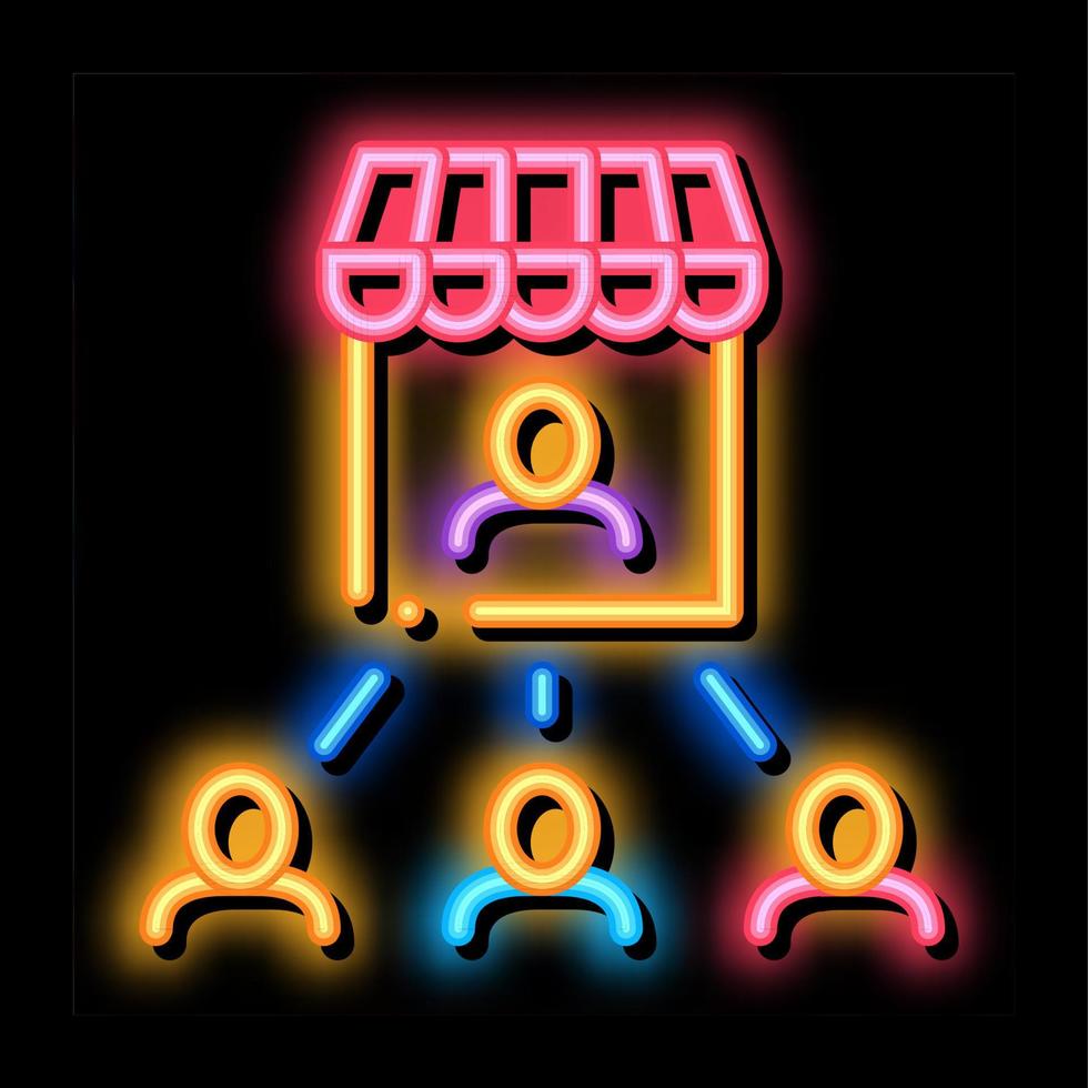 verkäufer und käufer neon glühen symbol illustration vektor