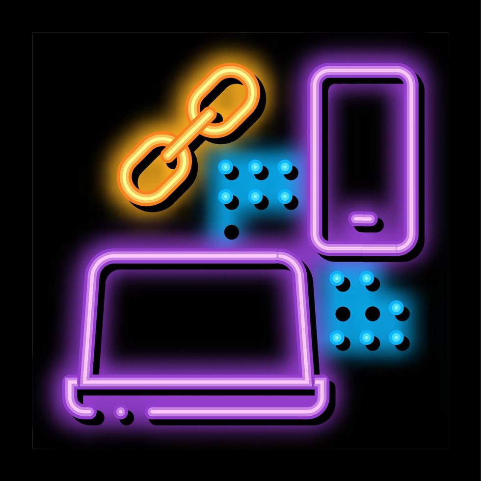 computer- und telefonverbindung neonglühen symbol illustration vektor