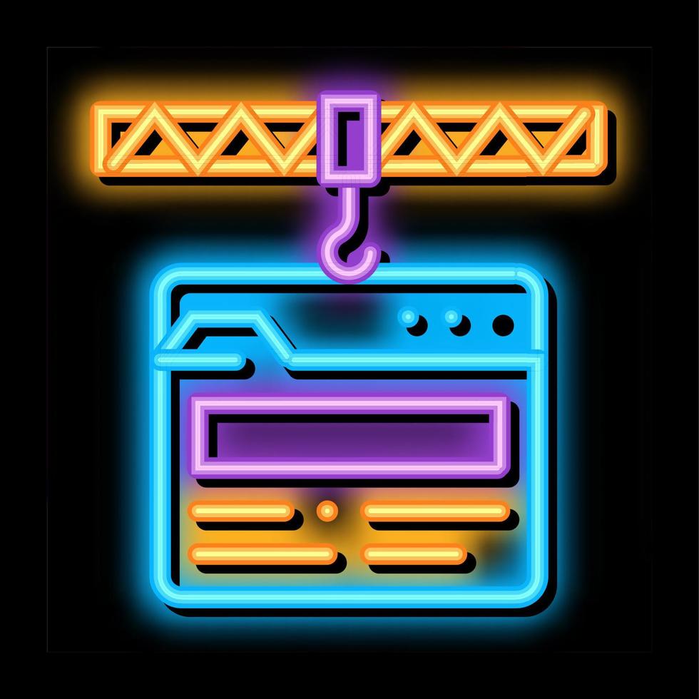 Website-Bau-Neon-Glow-Symbol-Illustration vektor