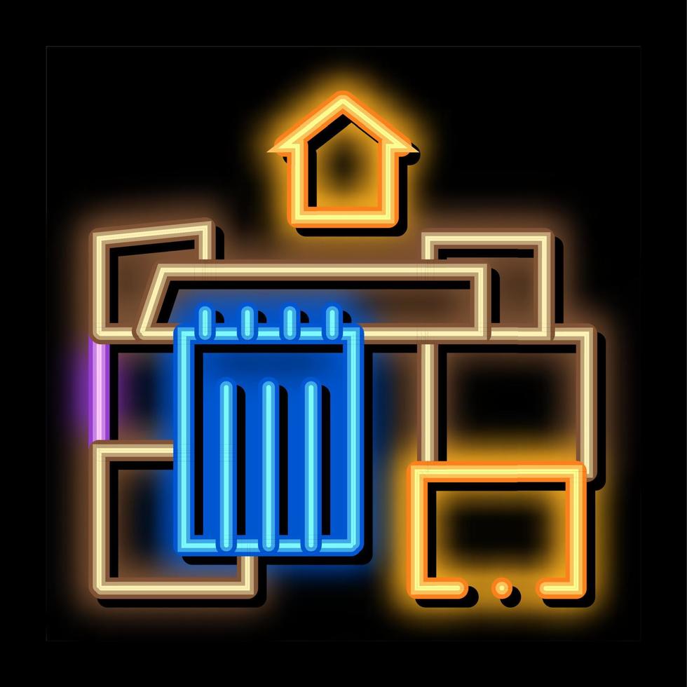 obdachlose papphaus neonglühen symbol illustration vektor