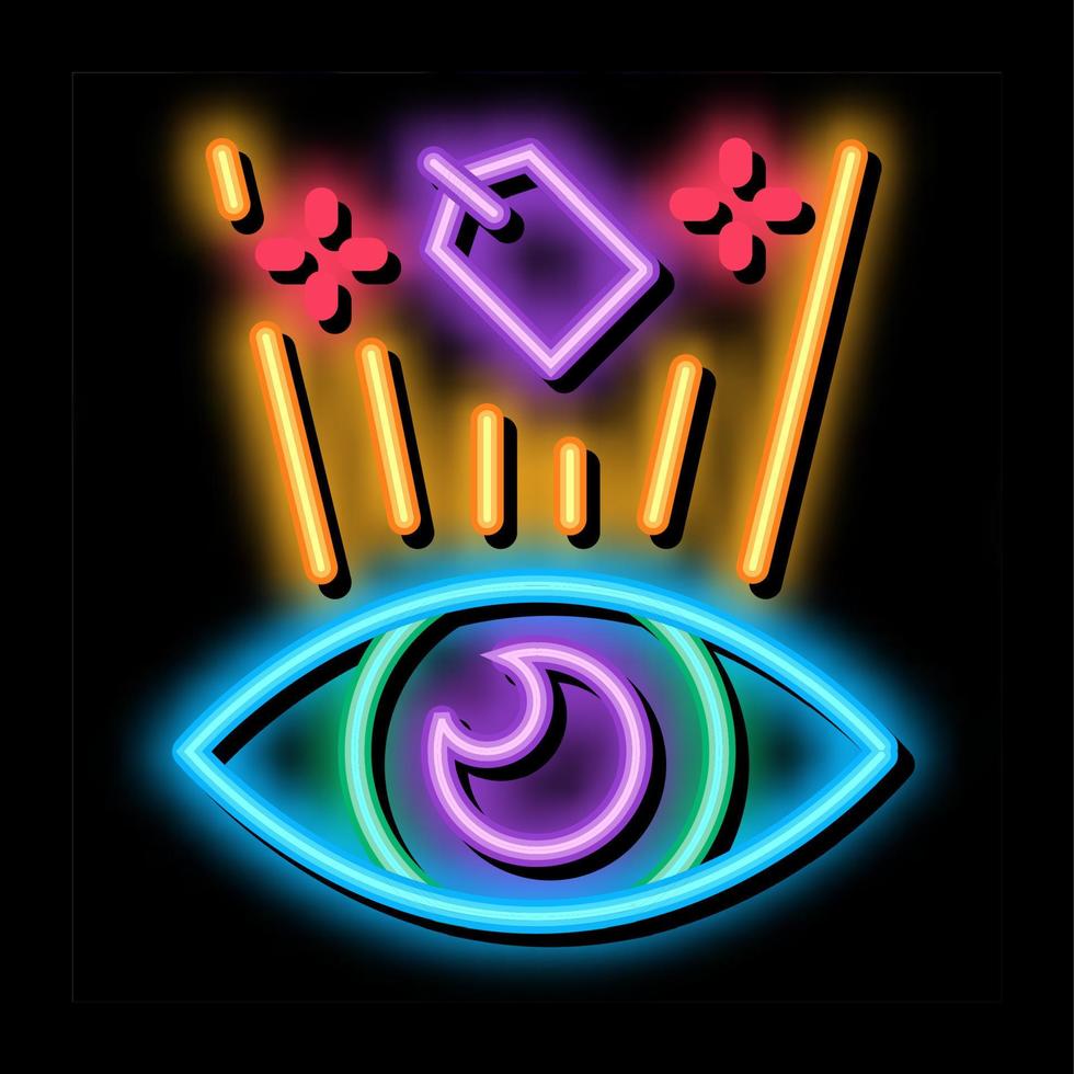 preisschild siehe menschliches auge neonglühen symbol illustration vektor