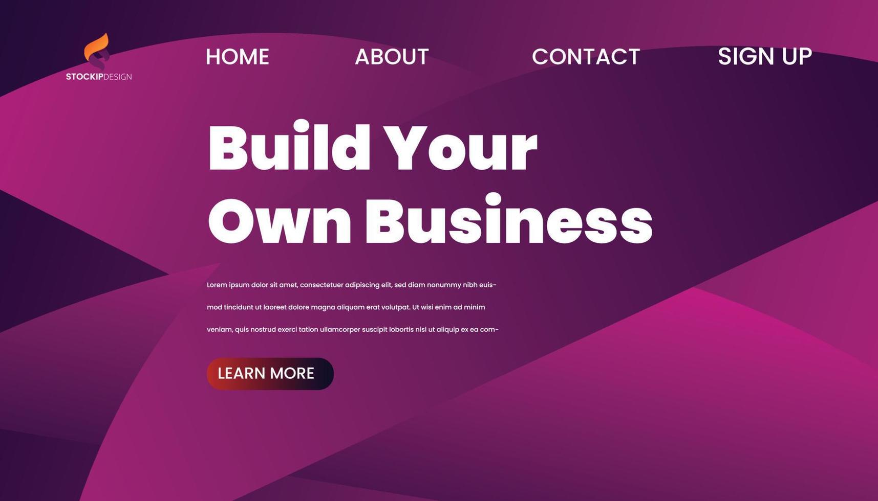 abstrakter Hintergrund Website Landing Page kostenloser Vektor Bauen Sie Ihr eigenes Geschäft auf