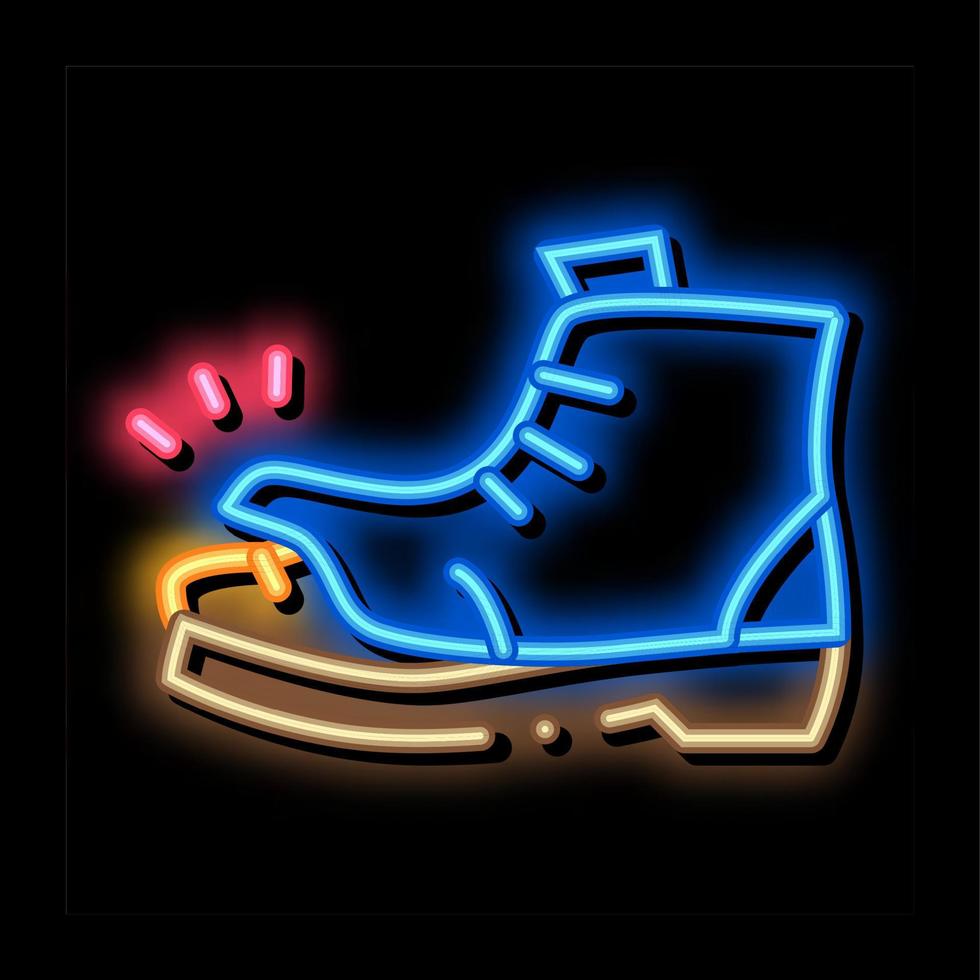 obdachlose zerrissene stiefel-neonglühen-symbolillustration vektor