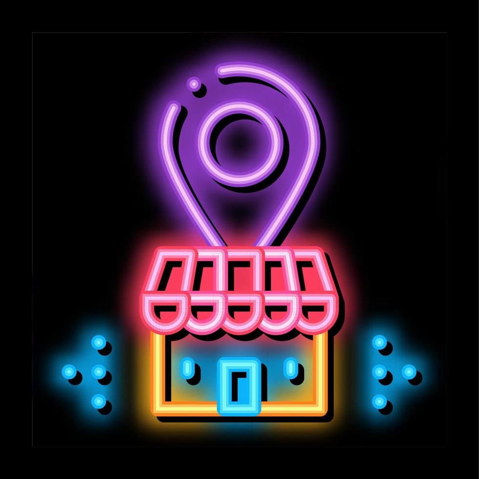 Franchise-Gebäude-Standort GPS-Markierung Neon-Glühen-Symbol-Illustration vektor