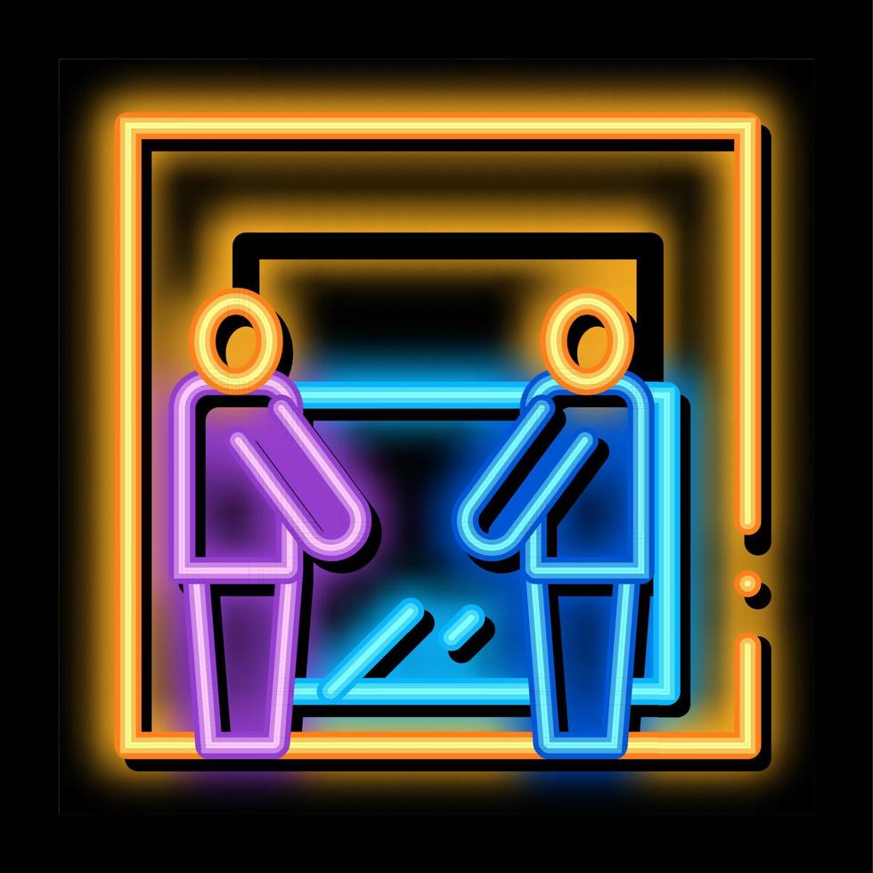 Frachtführer halten Glas-Neonlicht-Symbol-Illustration vektor